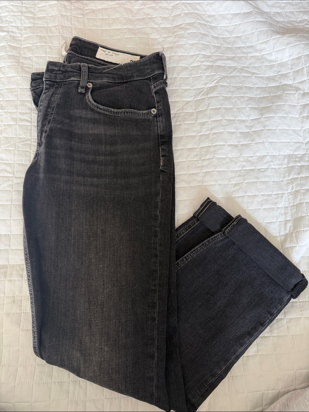 rag & bone Women's Washed Black Straight-Leg Jeans